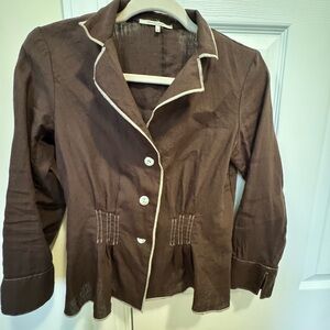 Gérard Darel Brown Linen Jacket | Tailored Blazer | Size 38  like S